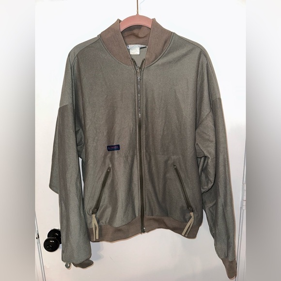 Vintage Columbia Large Bomber Jacket Lightweight Liner80s Military Green #1665 - Picture 2 of 8